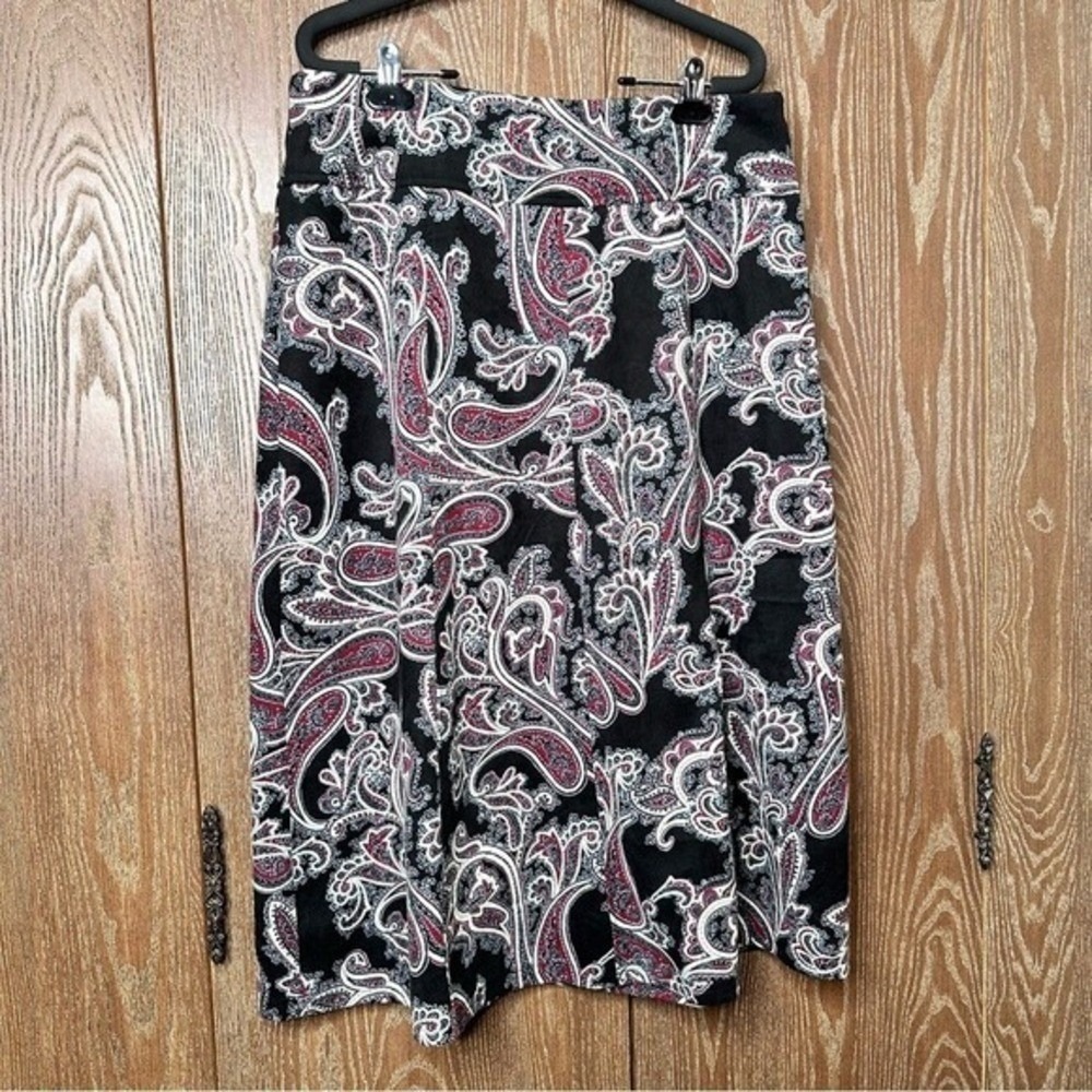 NWT Paisley Suede Business Midi Skirt Women's 12 Casual Cottagecore Fairy Hippie - Picture 2 of 8